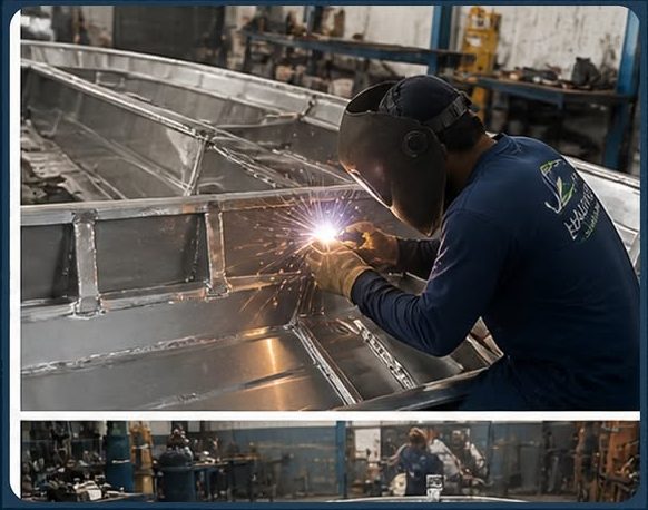 solda em barcos de alumínio
